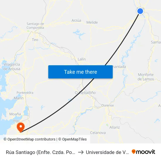 Rúa Santiago (Enfte. Czda. Ponte) to Universidade de Vigo map