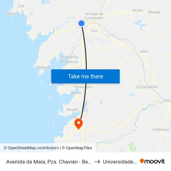 Avenida da Maía, Pza. Chavián - Bertamiráns (Ames) to Universidade de Vigo map