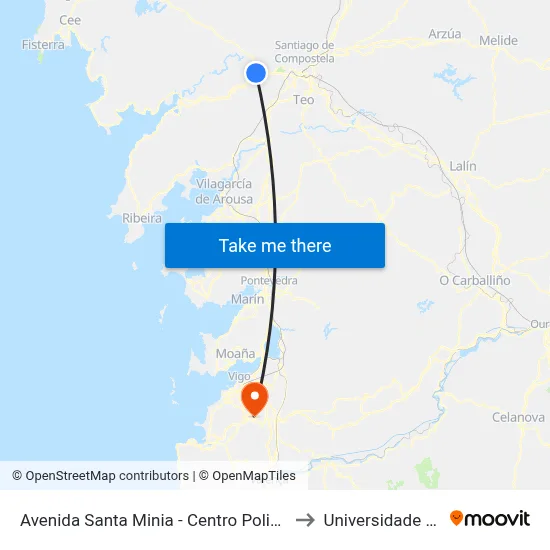 Avenida Santa Minia - Centro Polivalente (Brión) to Universidade de Vigo map