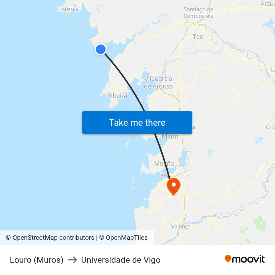 Louro (Muros) to Universidade de Vigo map