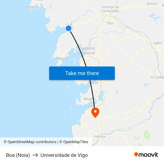 Boa (Noia) to Universidade de Vigo map