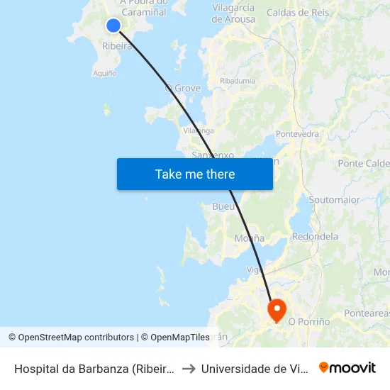 Hospital da Barbanza (Ribeira) to Universidade de Vigo map