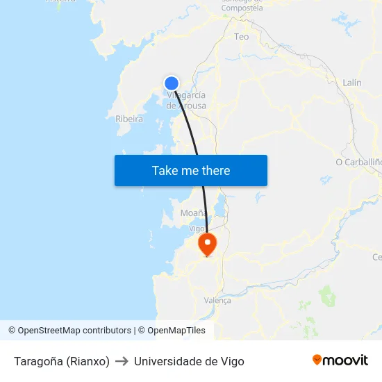 Taragoña (Rianxo) to Universidade de Vigo map