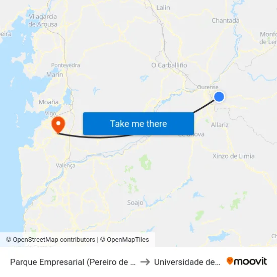 Parque Empresarial (Pereiro de Aguiar) to Universidade de Vigo map