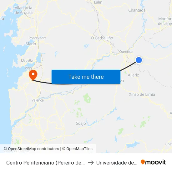 Centro Penitenciario (Pereiro de Aguiar) to Universidade de Vigo map