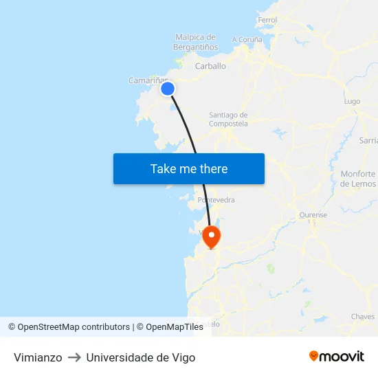 Vimianzo to Universidade de Vigo map