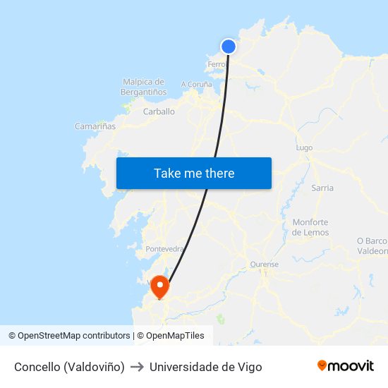 Concello (Valdoviño) to Universidade de Vigo map