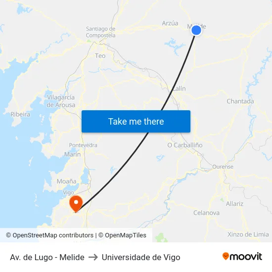 Av. de Lugo - Melide to Universidade de Vigo map