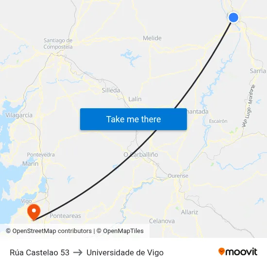 Rúa Castelao 53 to Universidade de Vigo map