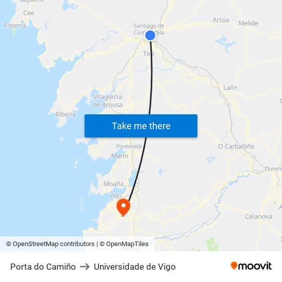 Porta do Camiño to Universidade de Vigo map