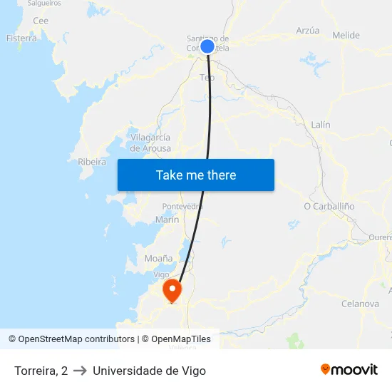 Torreira, 2 to Universidade de Vigo map