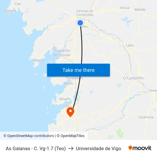 As Galanas - C. Vg-1.7 (Teo) to Universidade de Vigo map