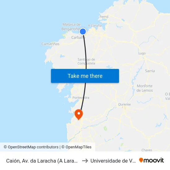 Caión, Av. da Laracha (A Laracha) to Universidade de Vigo map