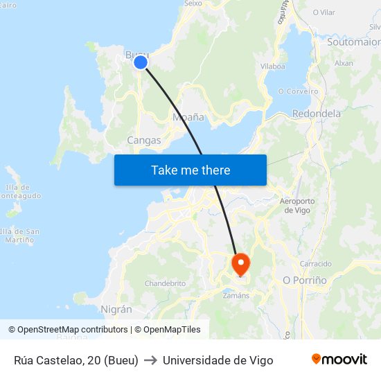 Rúa Castelao, 20 (Bueu) to Universidade de Vigo map