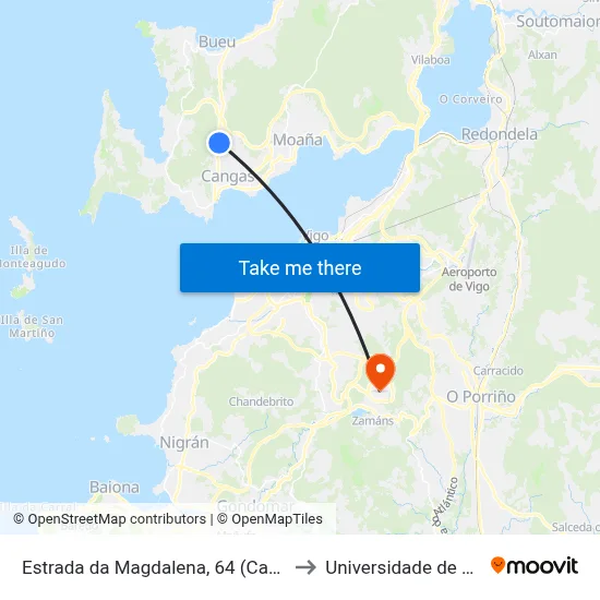 Estrada da Magdalena, 64 (Cangas) to Universidade de Vigo map