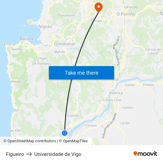 Figueiro to Universidade de Vigo map