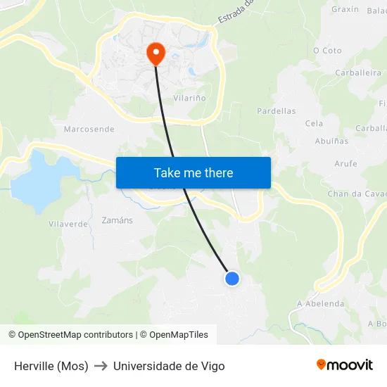 Herville (Mos) to Universidade de Vigo map