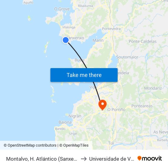 Montalvo, H. Atlántico (Sanxenxo) to Universidade de Vigo map