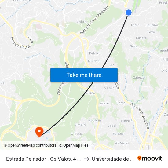 Estrada Peinador - Os Valos, 4 (Mos) to Universidade de Vigo map
