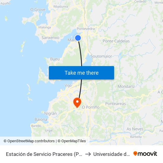 Estación de Servicio Praceres (Pontevedra) to Universidade de Vigo map