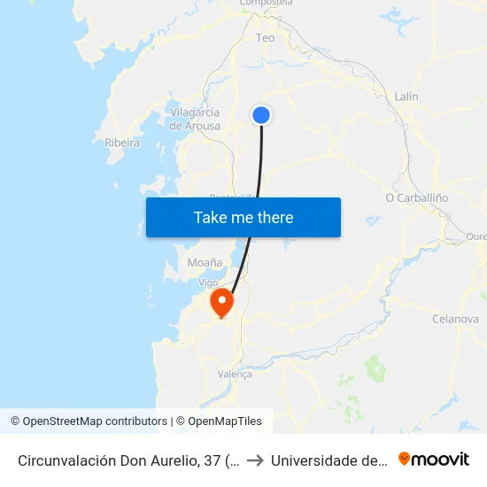 Circunvalación Don Aurelio, 37 (Cuntis) to Universidade de Vigo map
