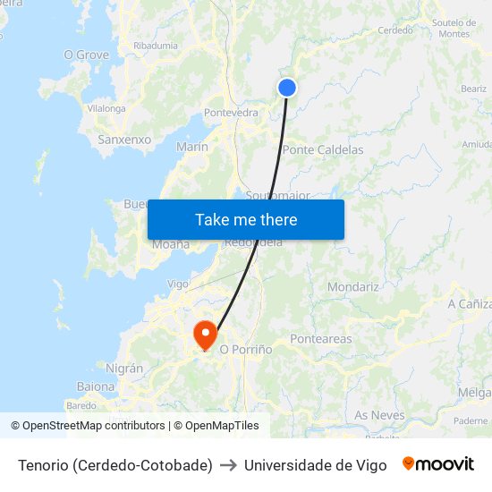 Tenorio (Cerdedo-Cotobade) to Universidade de Vigo map