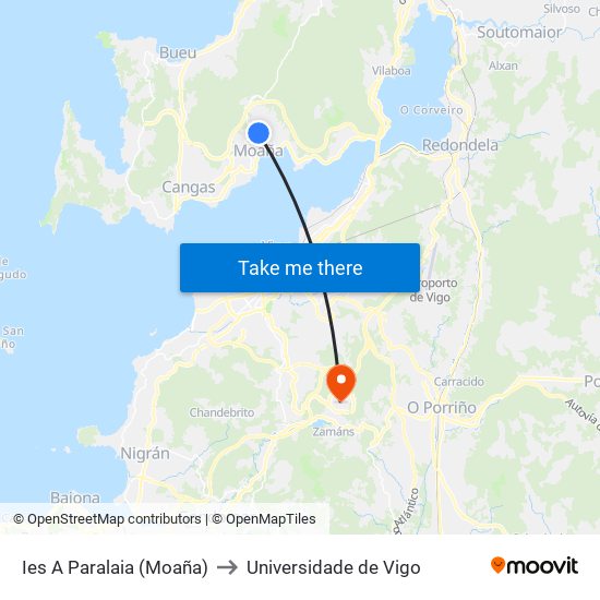 Ies A Paralaia (Moaña) to Universidade de Vigo map