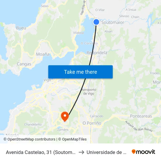 Avenida Castelao, 31 (Soutomaior) to Universidade de Vigo map