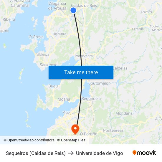 Sequeiros (Caldas de Reis) to Universidade de Vigo map
