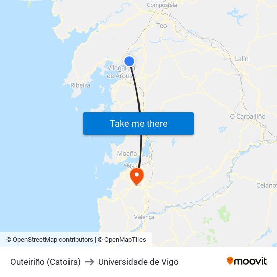 Outeiriño (Catoira) to Universidade de Vigo map