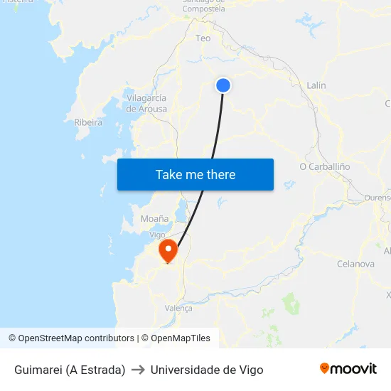 Guimarei (A Estrada) to Universidade de Vigo map