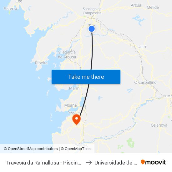 Travesía da Ramallosa - Piscina (Teo) to Universidade de Vigo map