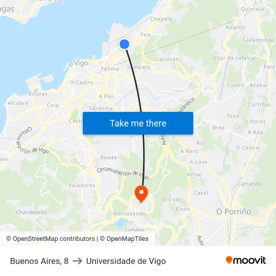 Buenos Aires, 8 to Universidade de Vigo map