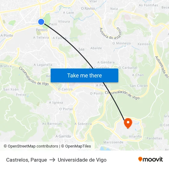 Castrelos, Parque to Universidade de Vigo map