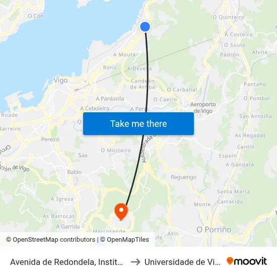Avenida de Redondela, Instituto to Universidade de Vigo map