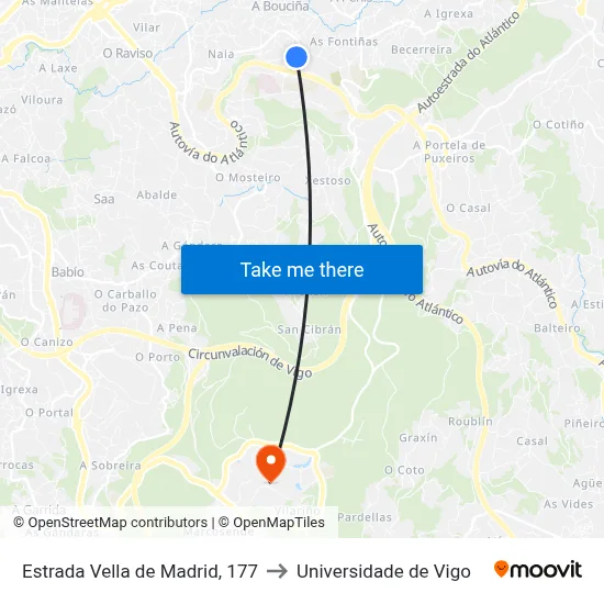 Estrada Vella de Madrid, 177 to Universidade de Vigo map