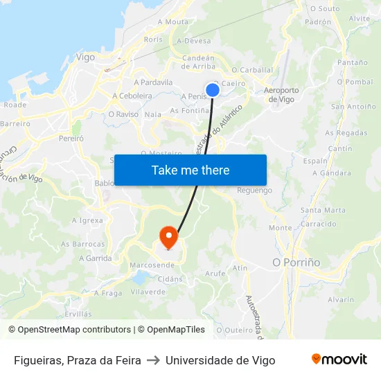 Figueiras, Praza da Feira to Universidade de Vigo map