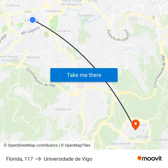 Florida, 117 to Universidade de Vigo map