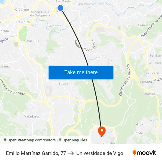 Emilio Martínez Garrido, 77 to Universidade de Vigo map