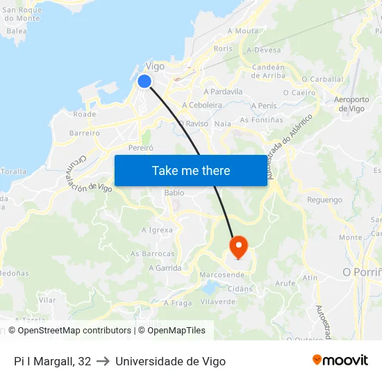 Pi I Margall, 32 to Universidade de Vigo map
