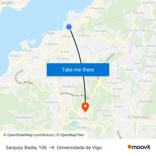 Sanjurjo Badía, 106 to Universidade de Vigo map