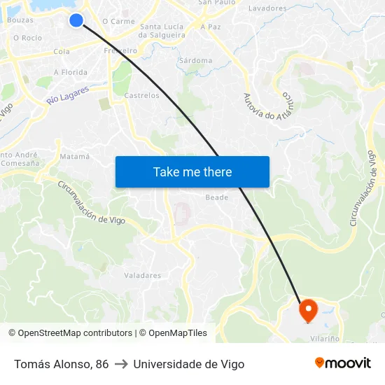 Tomás Alonso, 86 to Universidade de Vigo map