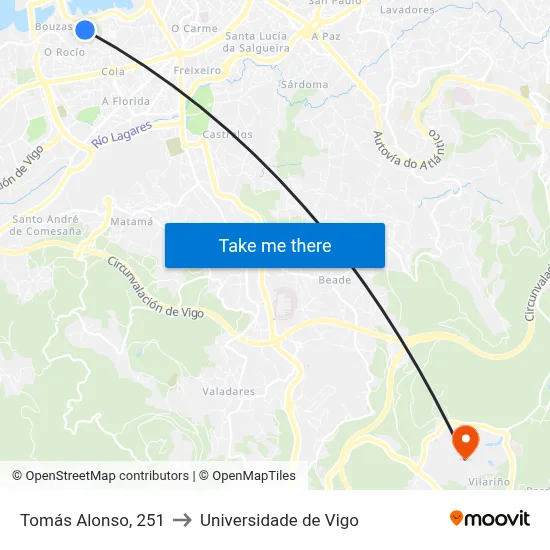 Tomás Alonso, 251 to Universidade de Vigo map