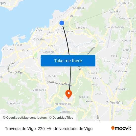 Travesía de Vigo, 220 to Universidade de Vigo map