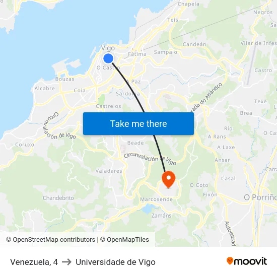Venezuela, 4 to Universidade de Vigo map