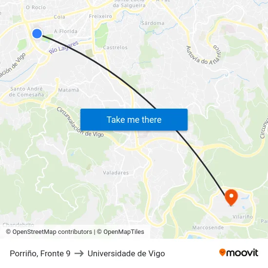 Porriño, Fronte 9 to Universidade de Vigo map