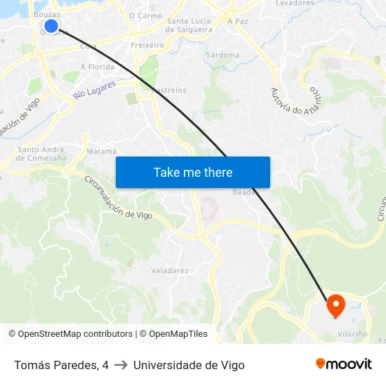 Tomás Paredes, 4 to Universidade de Vigo map