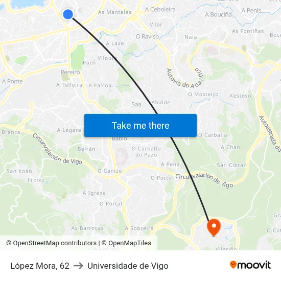 López Mora, 62 to Universidade de Vigo map