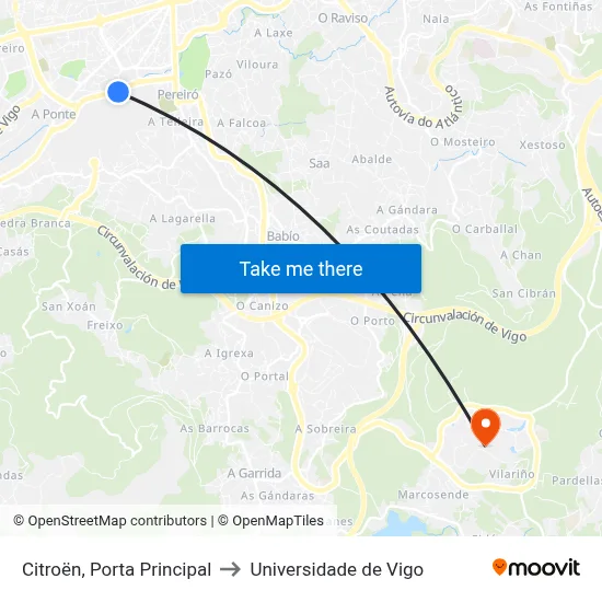 Citroën, Porta Principal to Universidade de Vigo map