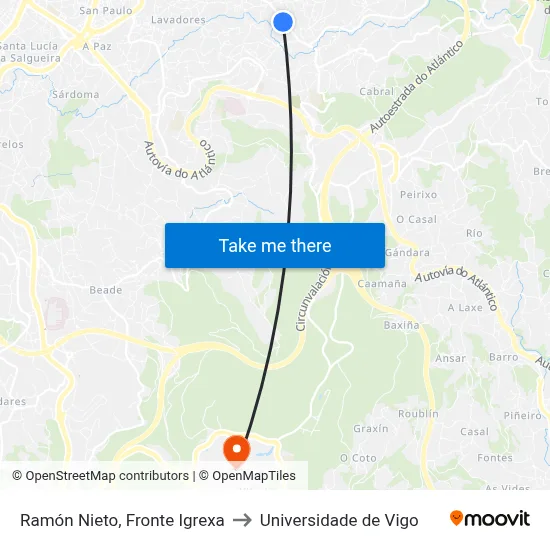 Ramón Nieto, Fronte Igrexa to Universidade de Vigo map